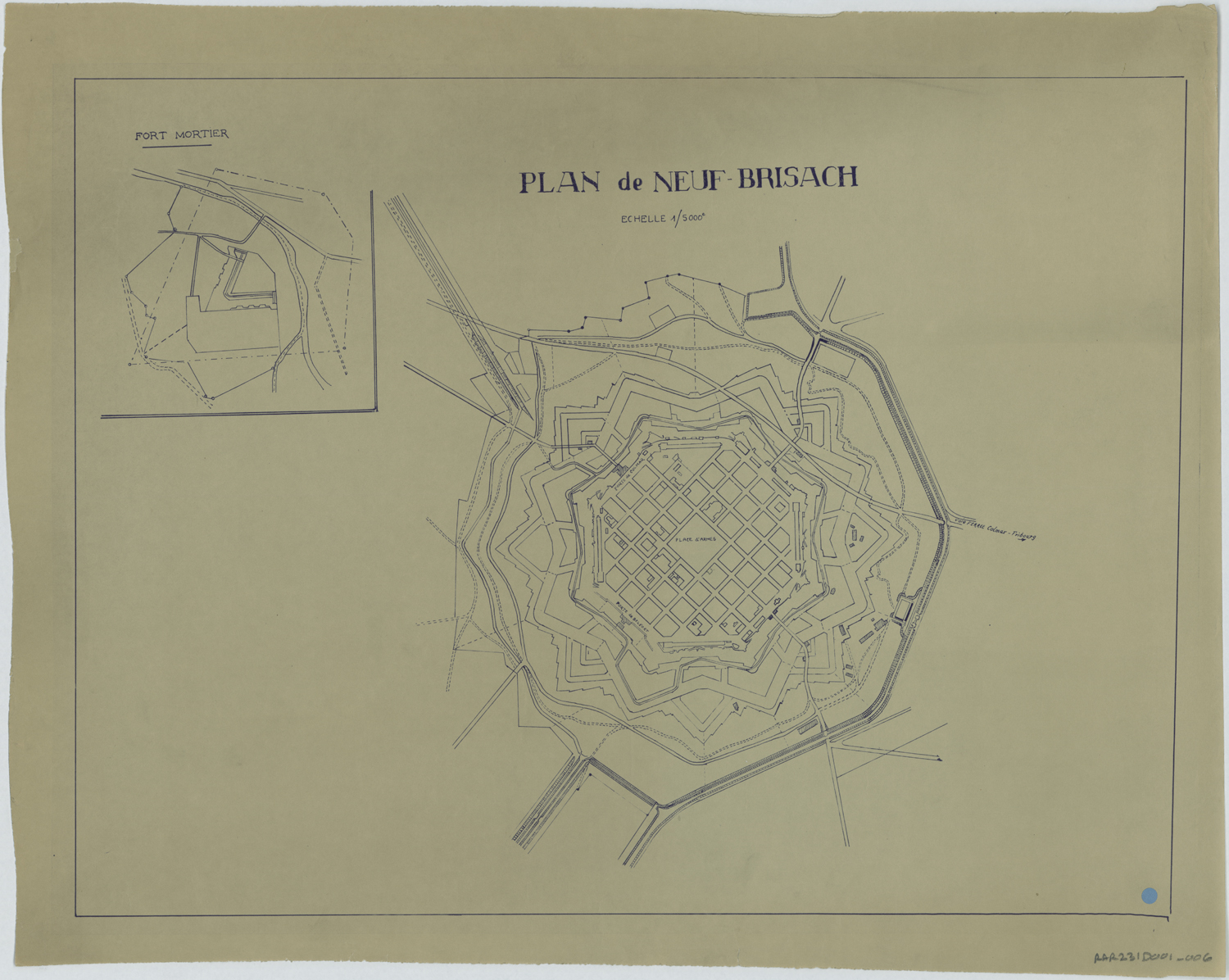 Plan d’ensemble de Neuf-Brisach et plan de situation du fort Mortier.
