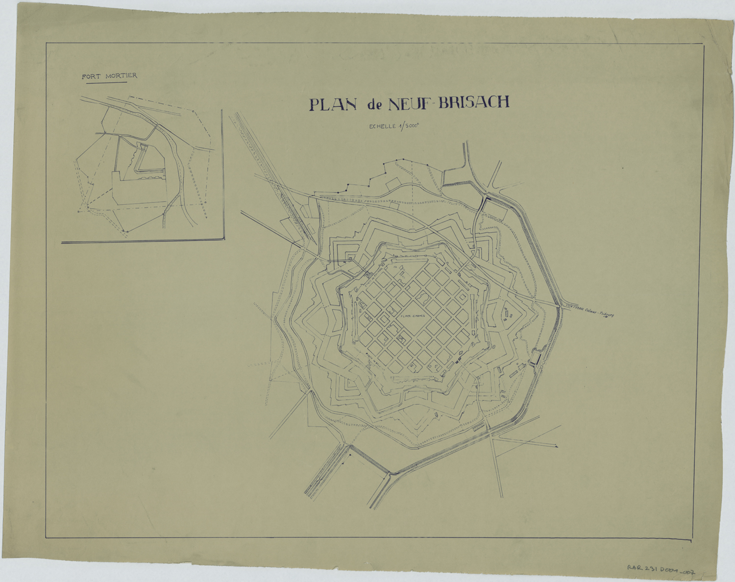 Plan d’ensemble de Neuf-Brisach et plan de situation du fort Mortier.