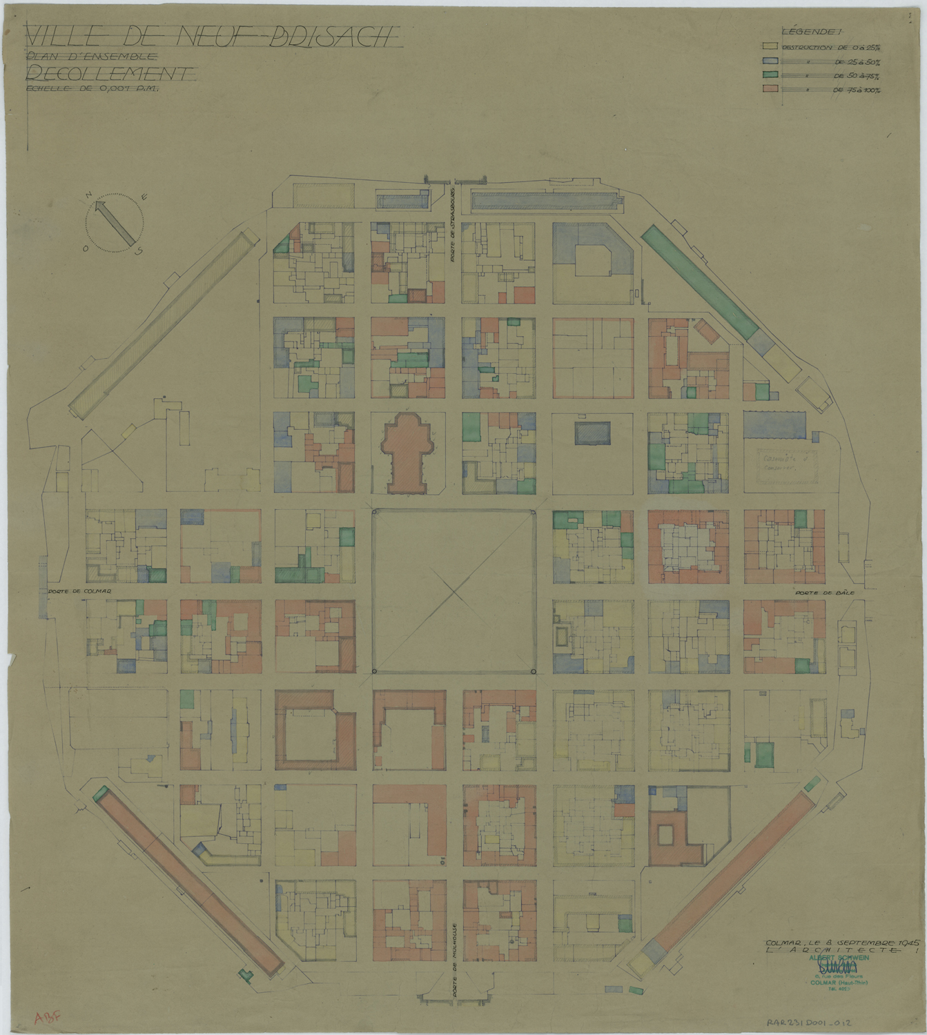 Dommages de guerre, plan d’ensemble du récolement des destructions.