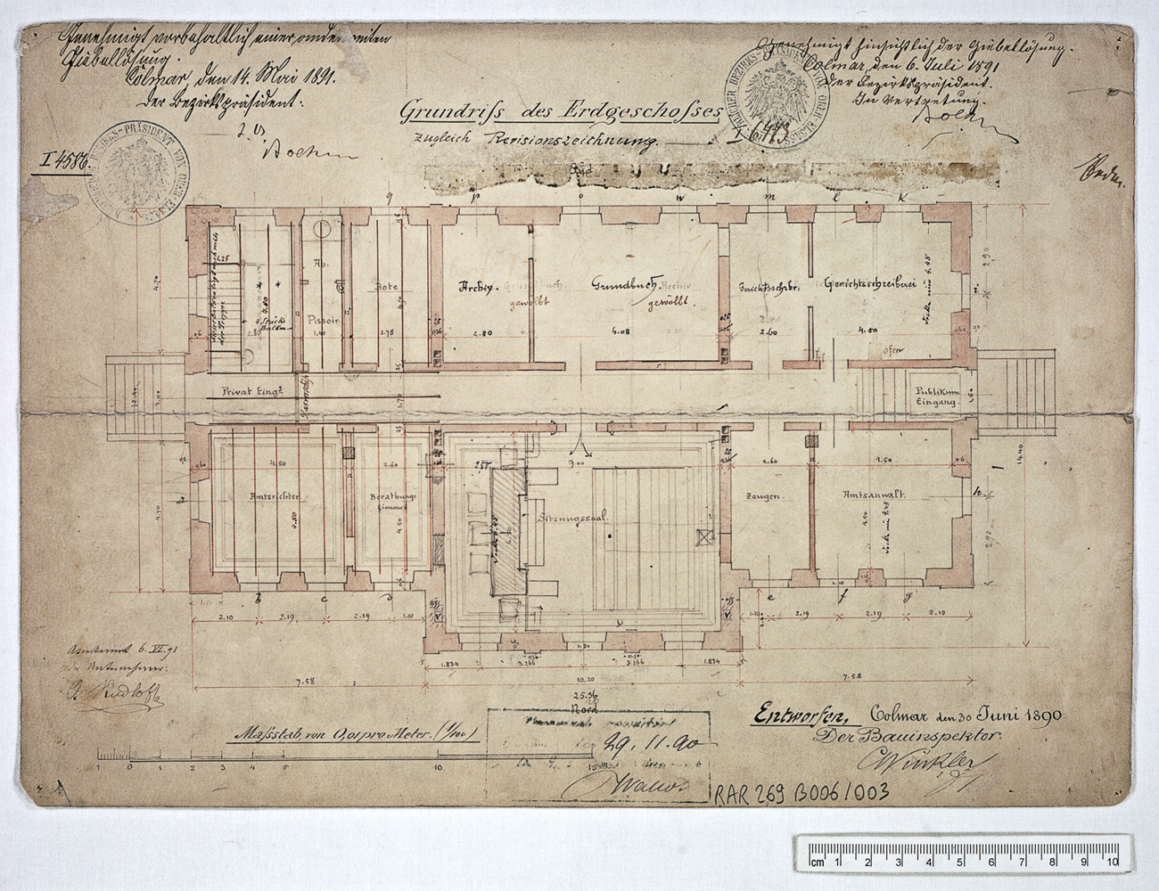 Projet de construction, plan du rez-de-chaussée.