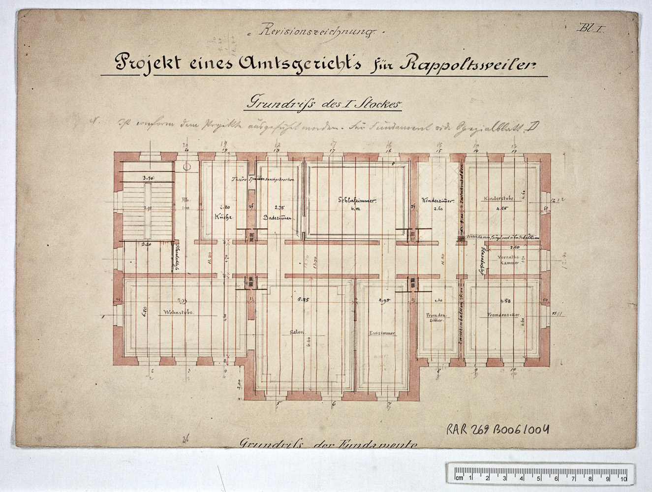 Projet de construction, plan du premier étage.