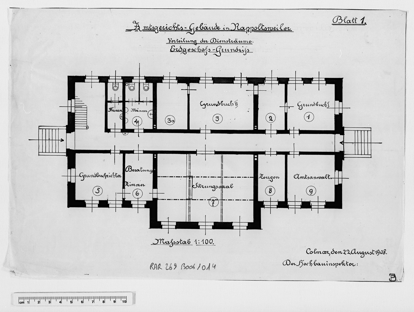 Projet de construction, plan du rez-de-chausée.