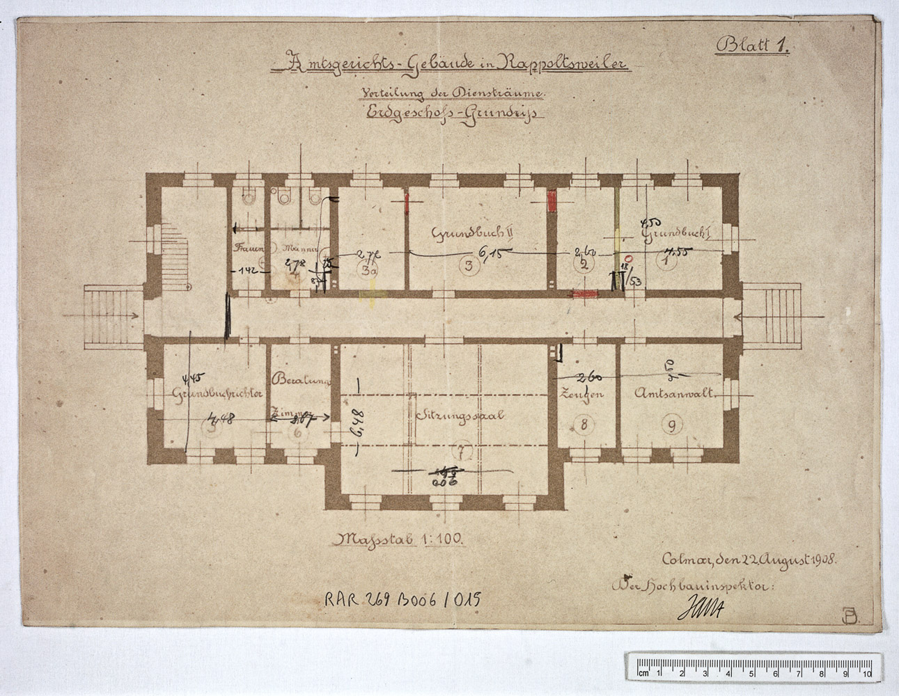 Projet de construction, plan du rez-de-chausée.