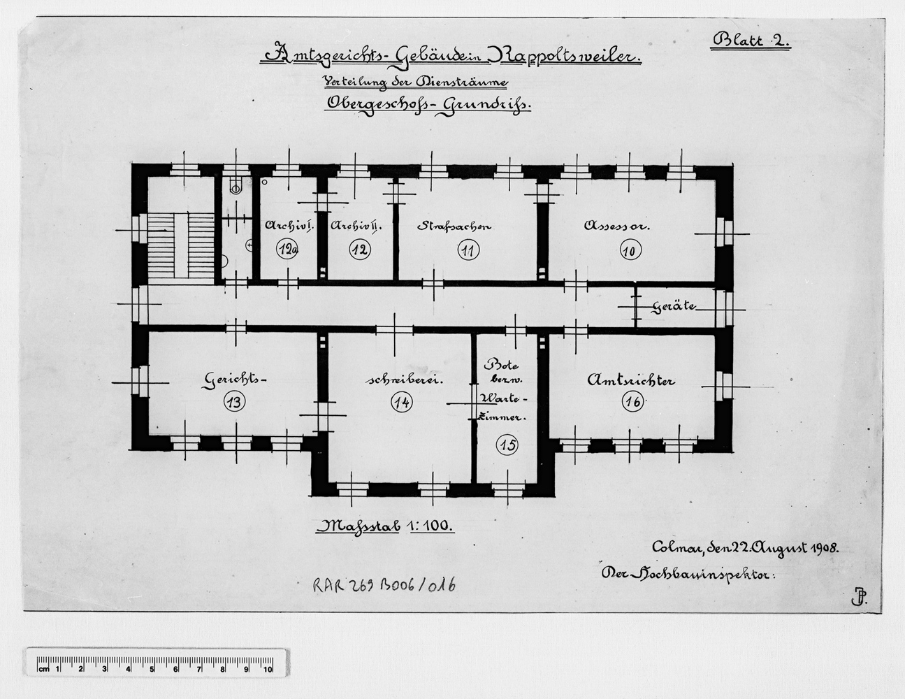 Projet de construction, plan du premier étage.