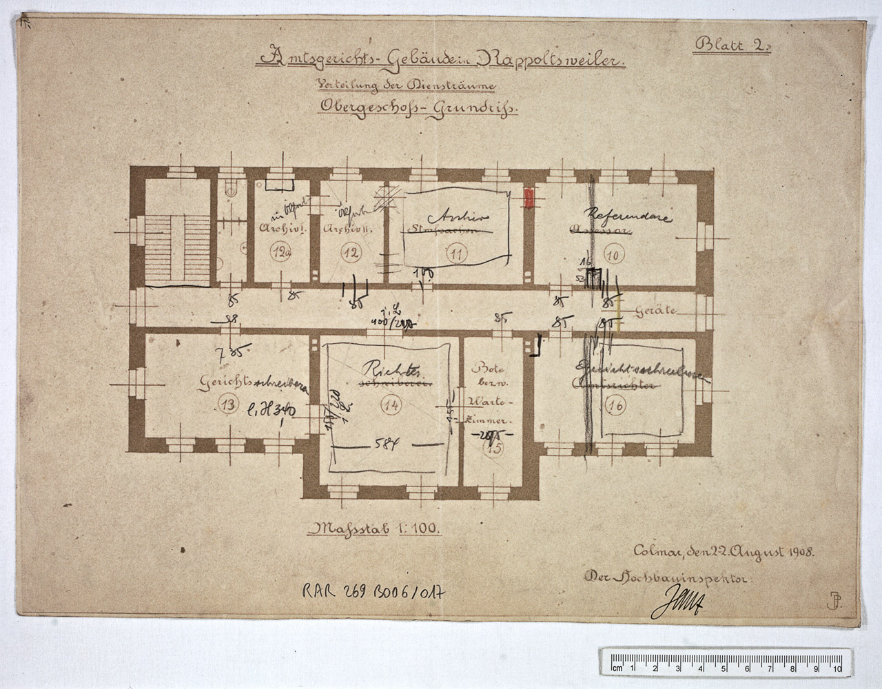 Projet de construction, plan du premier étage.