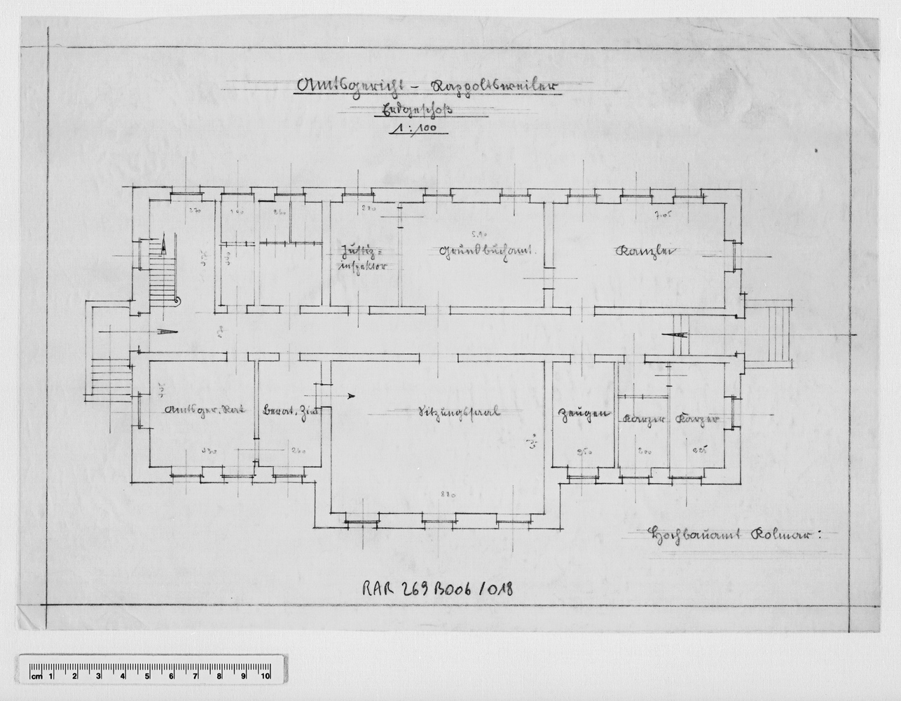 Projet de construction, plan du rez-de-chausée.