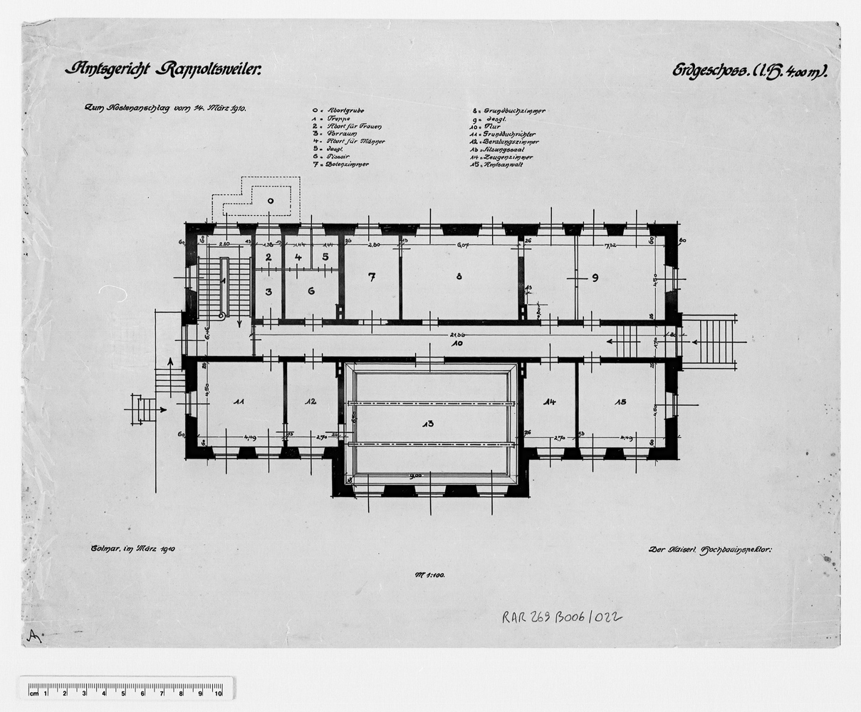 Projet de construction, plan du rez-de-chaussée.