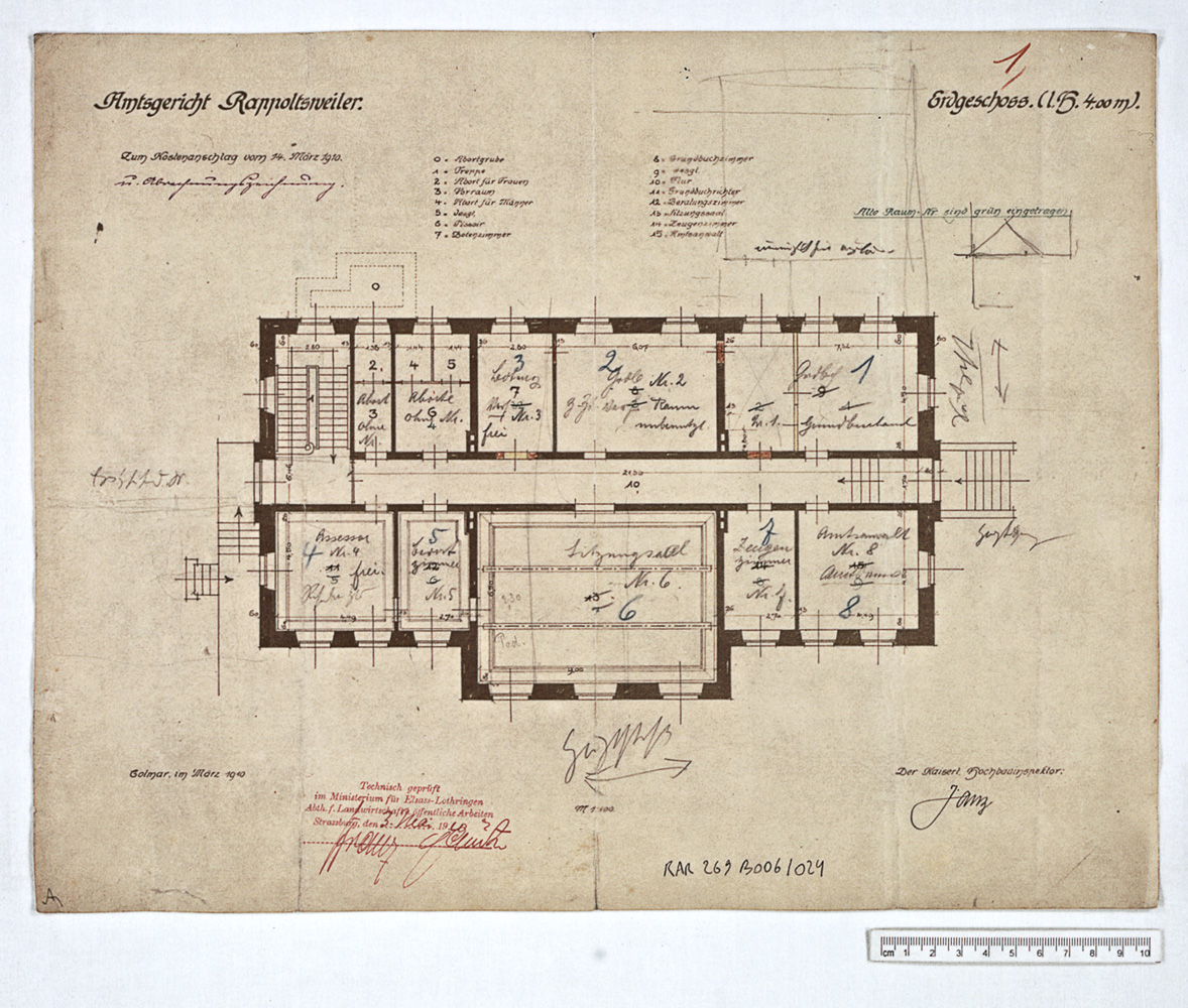 Projet de construction, plan du rez-de-chaussée.