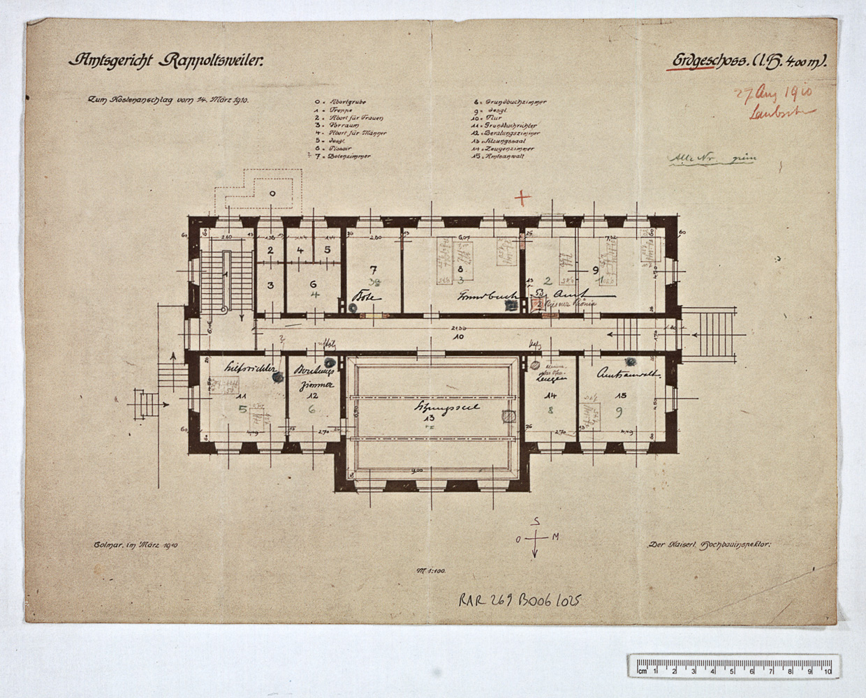 Projet de construction, plan du rez-de-chaussée.