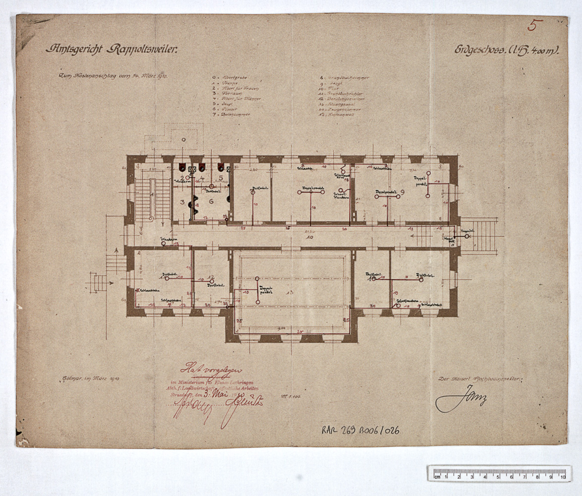 Projet de construction, plan du rez-de-chaussée.