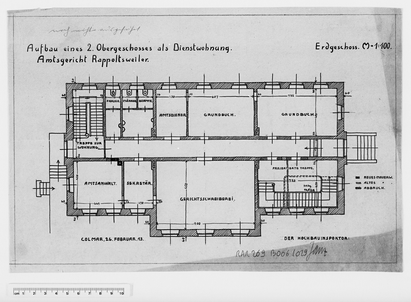 Projet de construction, plan du rez-de-chaussée.