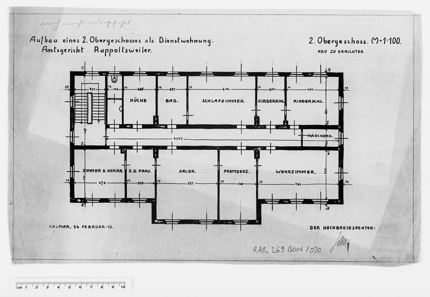 Projet de construction, plan du premier étage.