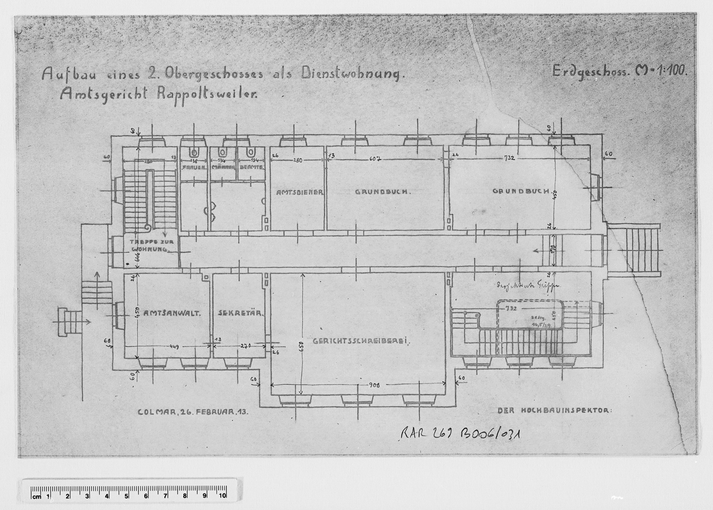 Projet de construction, plan du rez-de-chaussée.