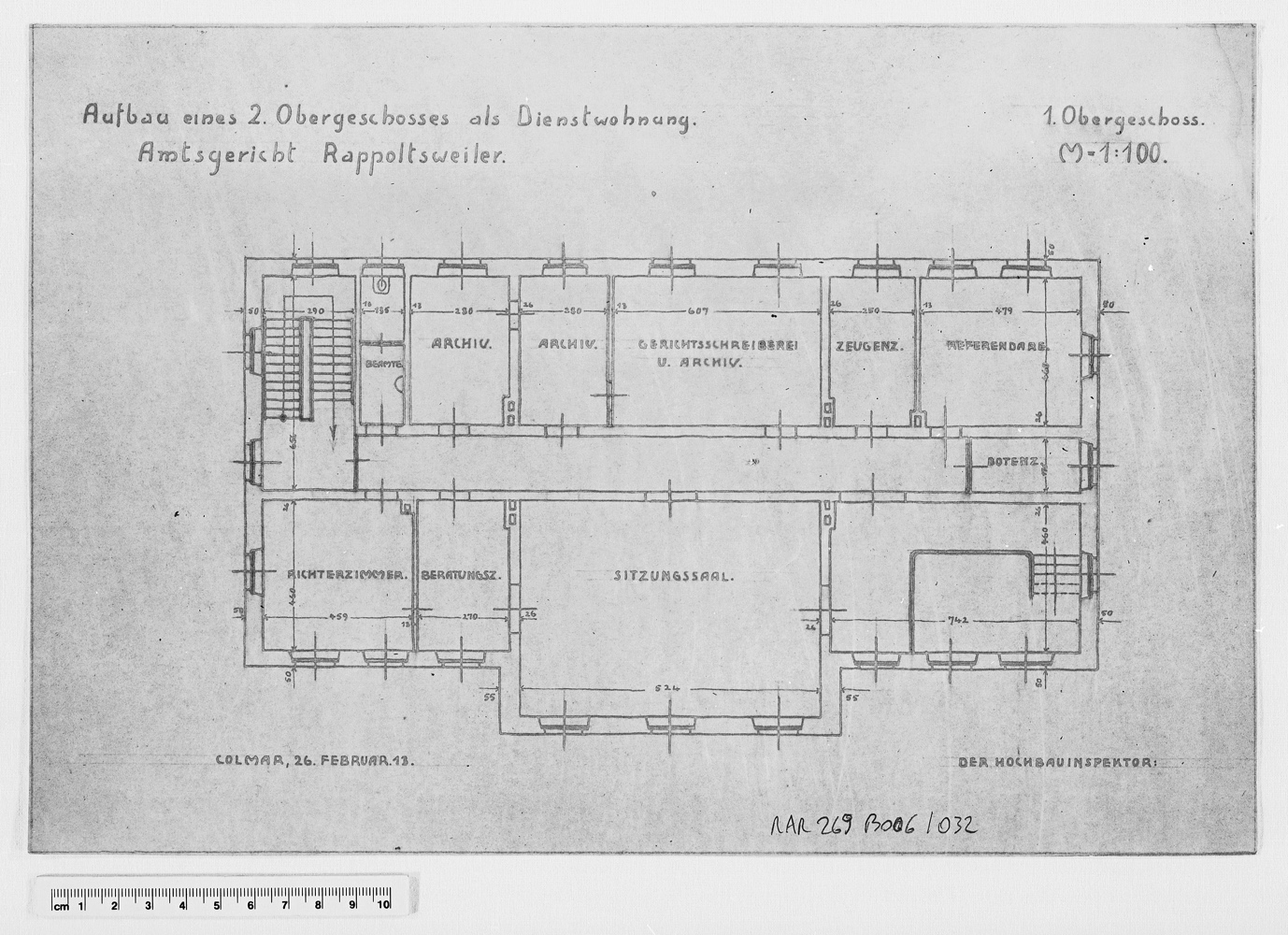 Projet de construction, plan du premier étage.