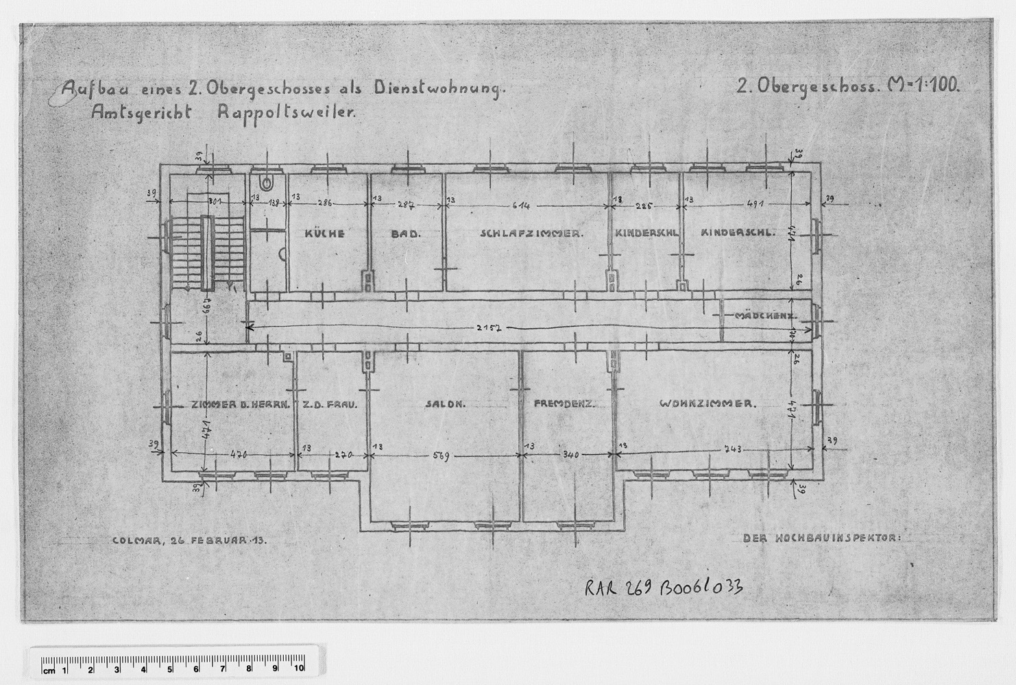 Projet de construction, plan du premier étage.