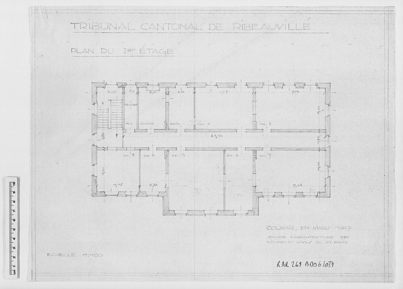 Projet de construction, plan du premier étage.