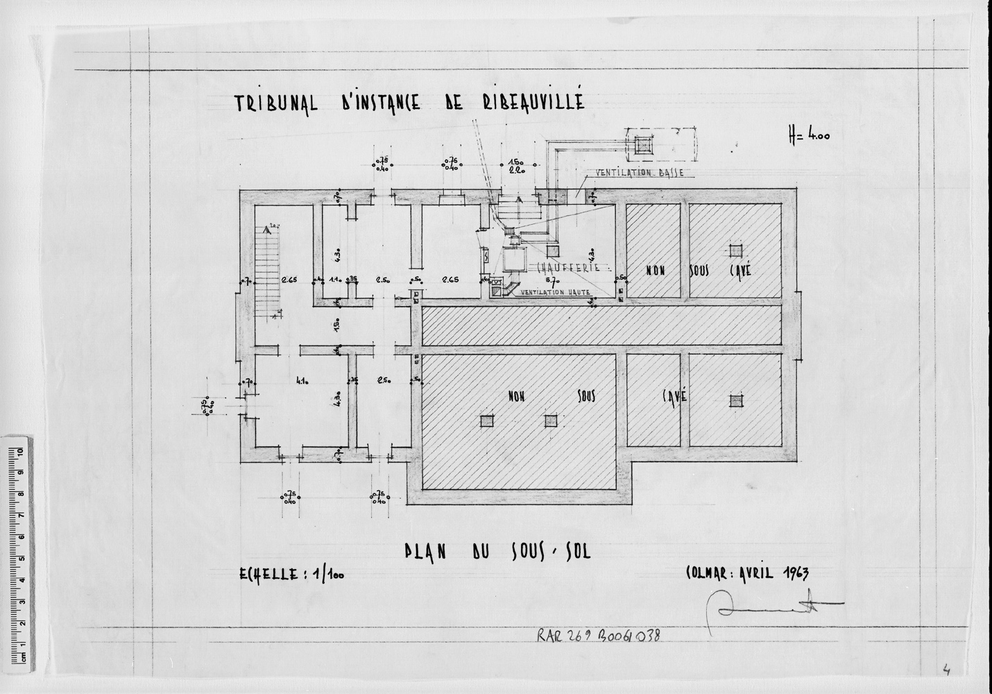 Projet de construction, plan du sous-sol.