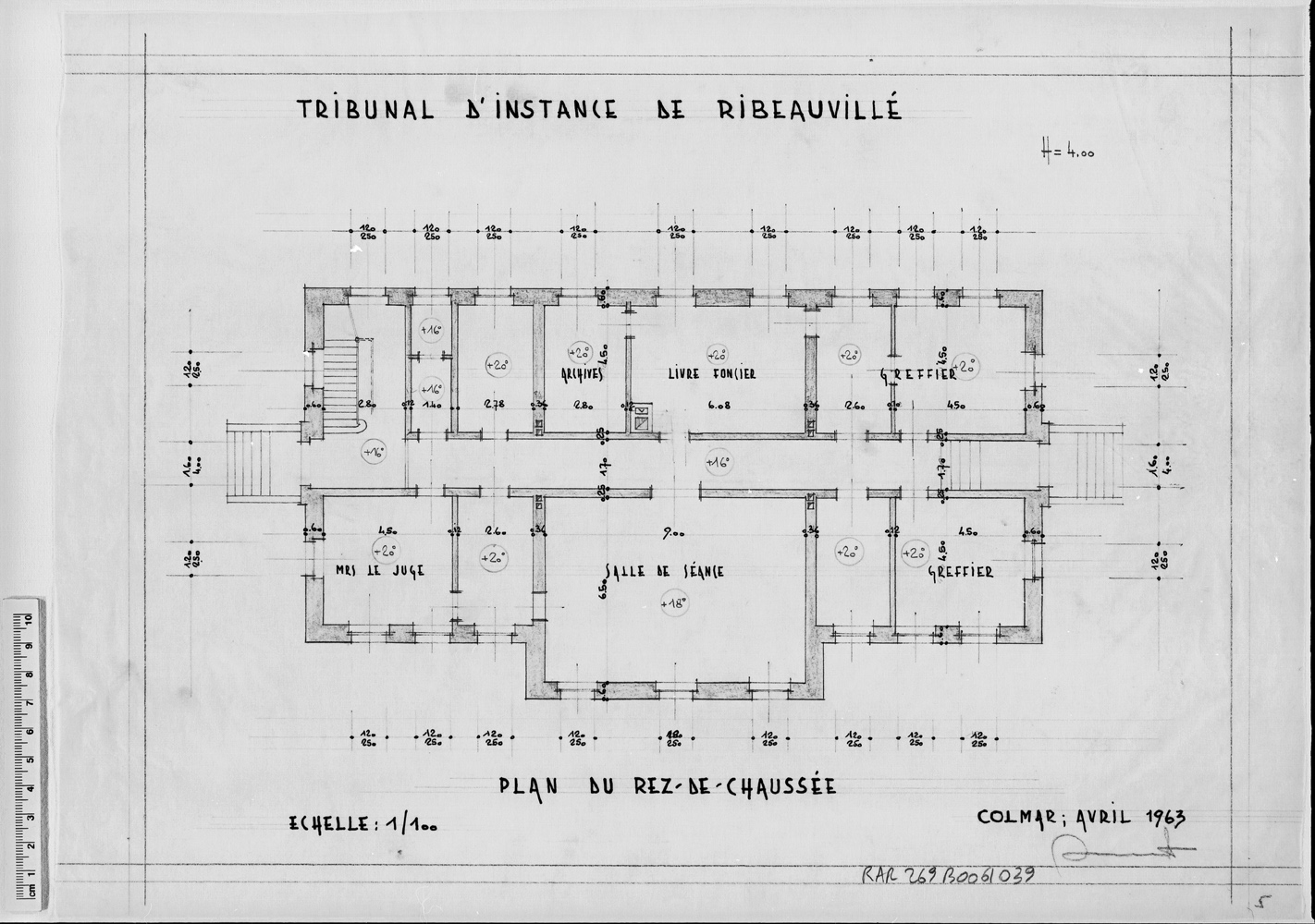 Projet de construction, plan du rez-de-chaussée.