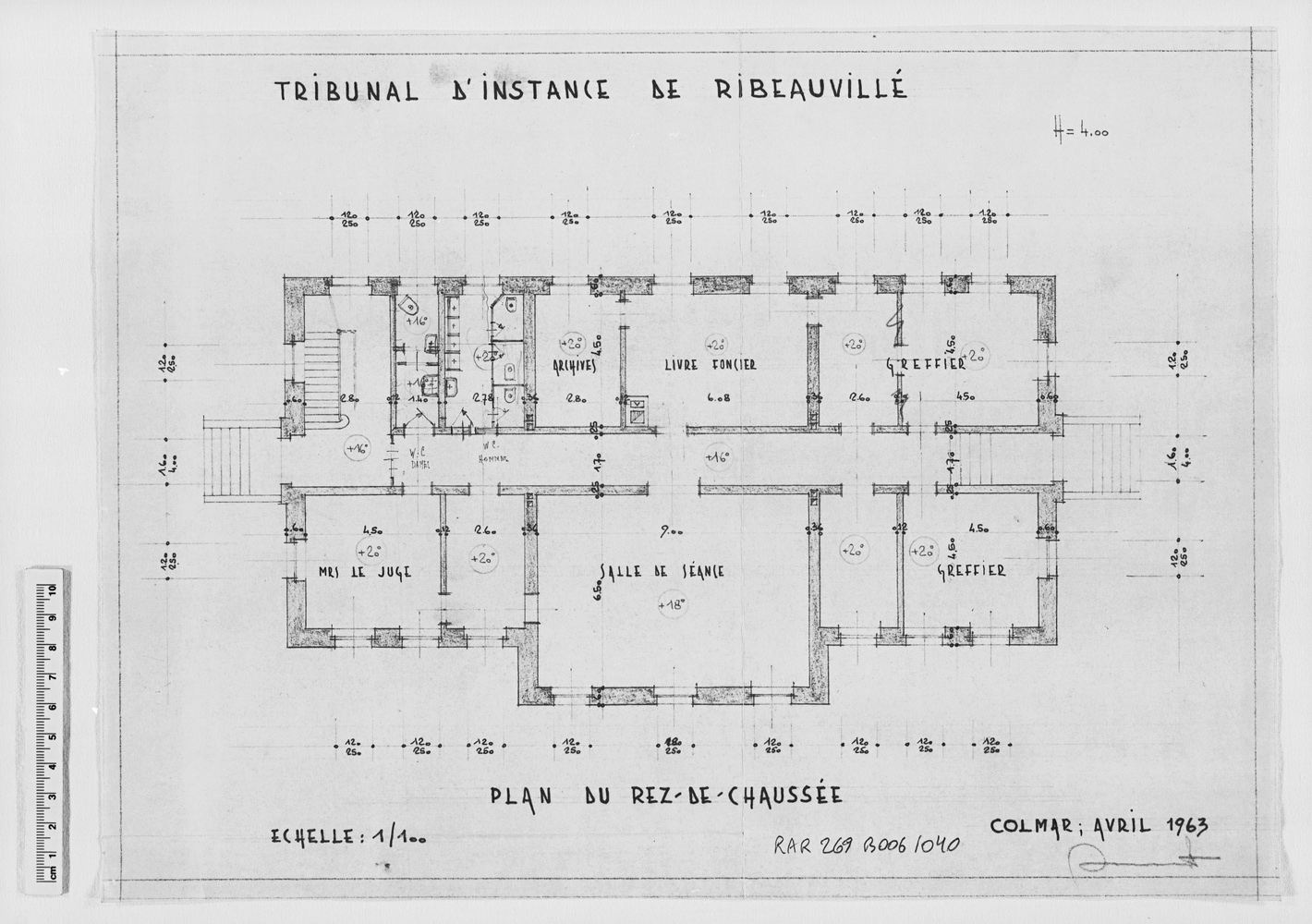 Projet de construction, plan du rez-de-chaussée.