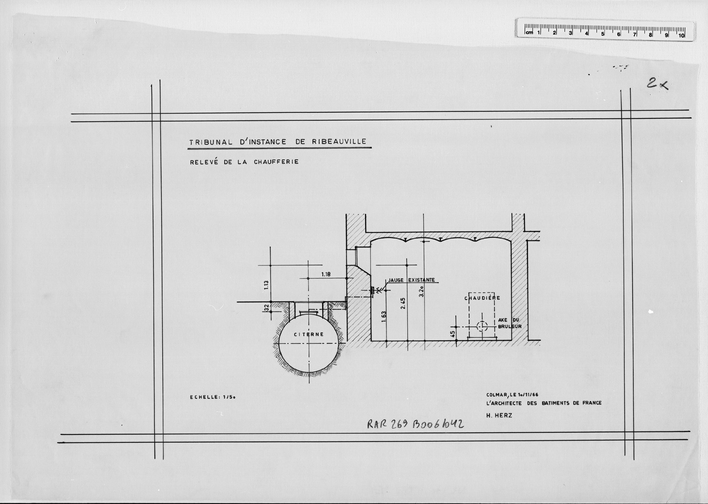 Projet de construction, coupe de la chaufferie.