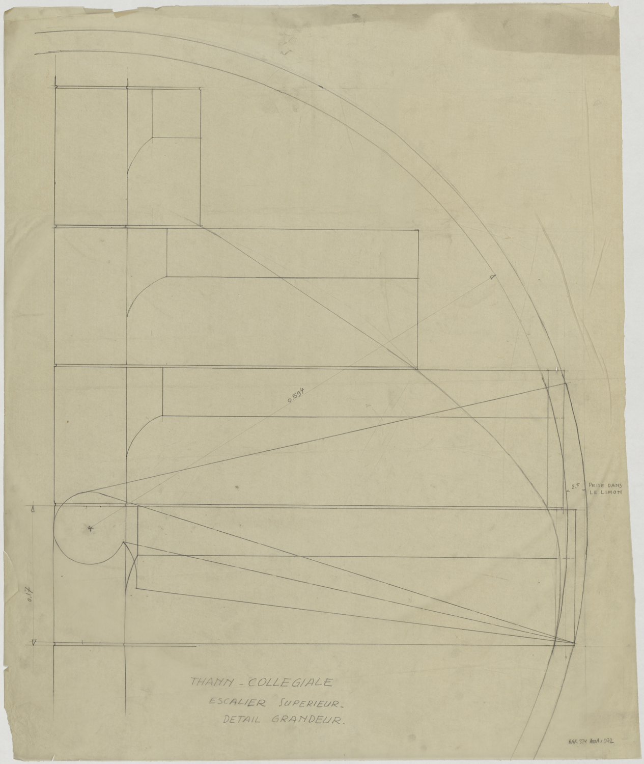 Plan partiel de l’escalier supérieur de la flèche.
