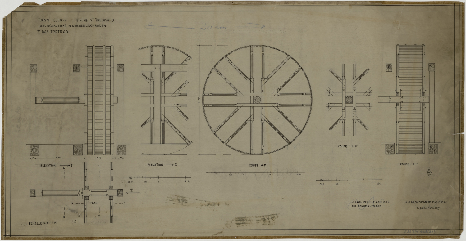 Plans et élévations de charpentes.