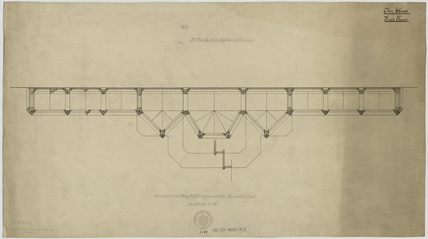 Plan des stalles et de la cathèdre.