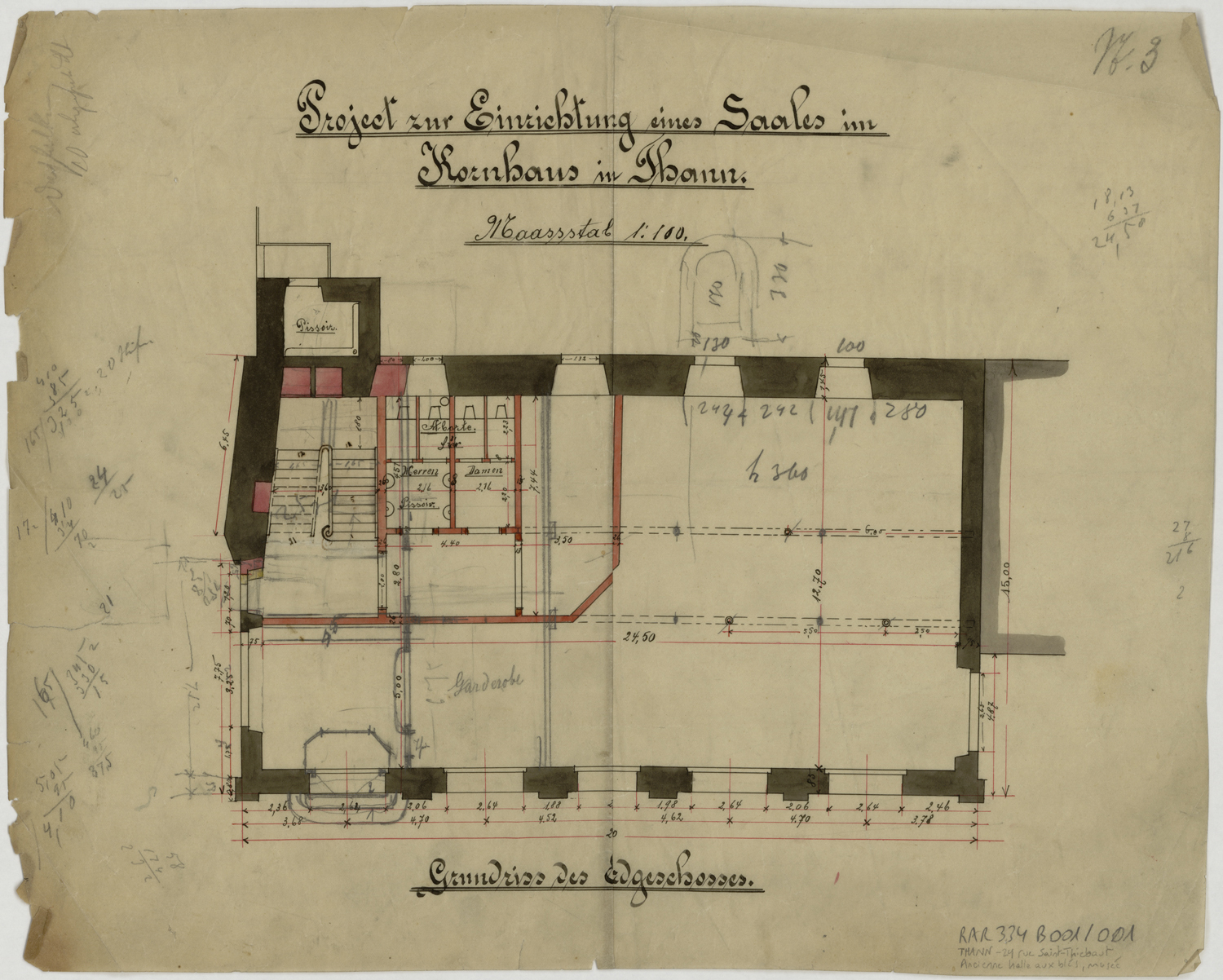 Projet d’aménagement d’une pièce, plan de masse du rez-de-chaussée.