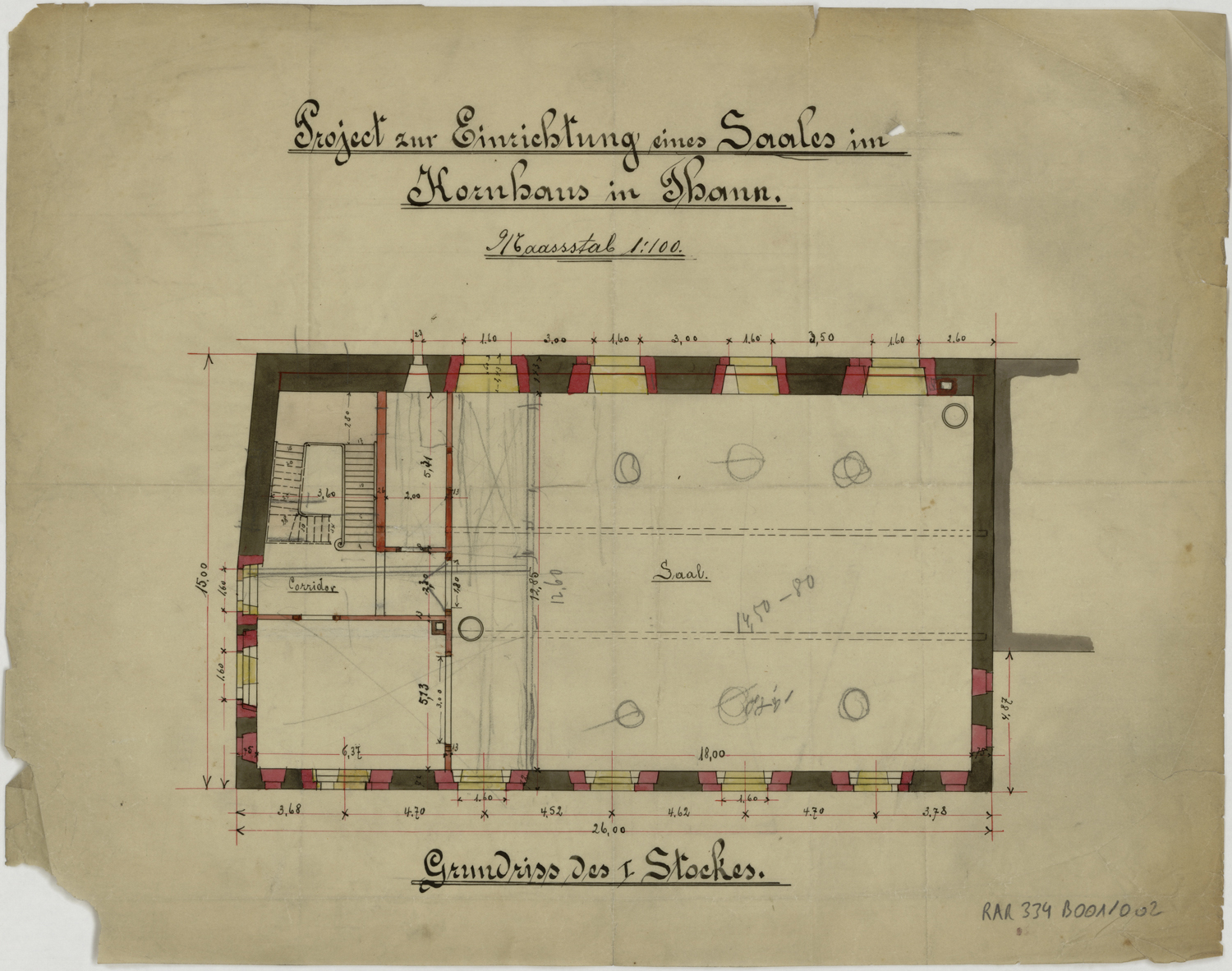 Projet d’aménagement d’une pièce, plan de masse du rez-de-chaussée.