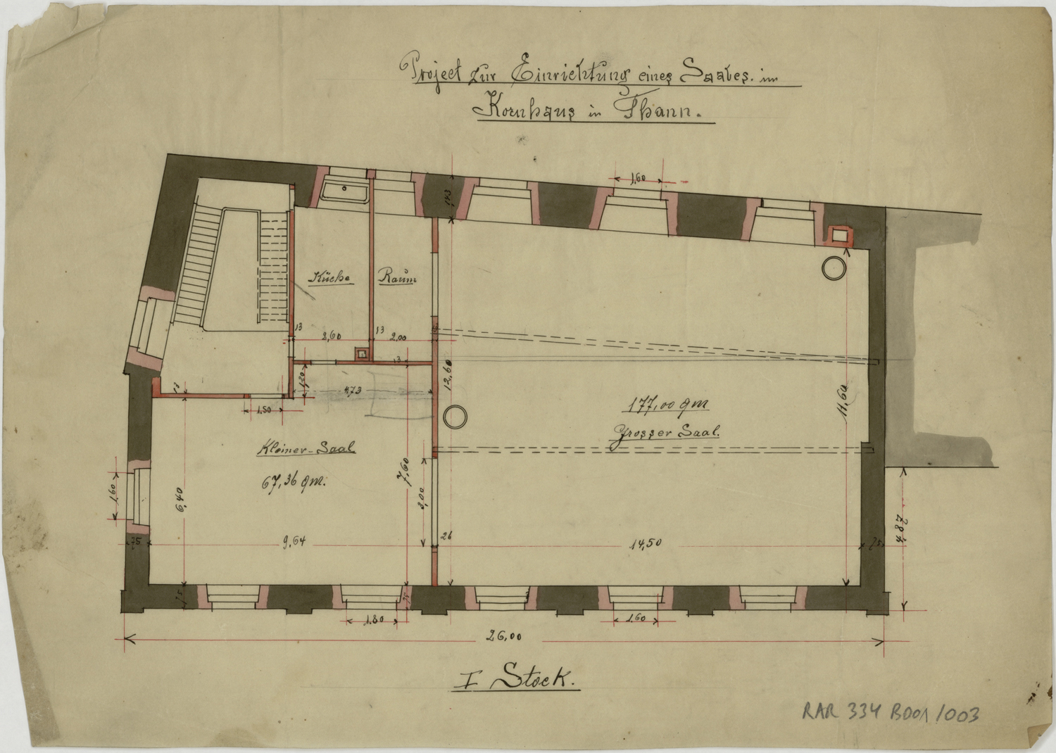 Projet d’aménagement d’une pièce, plan de masse du premier étage.