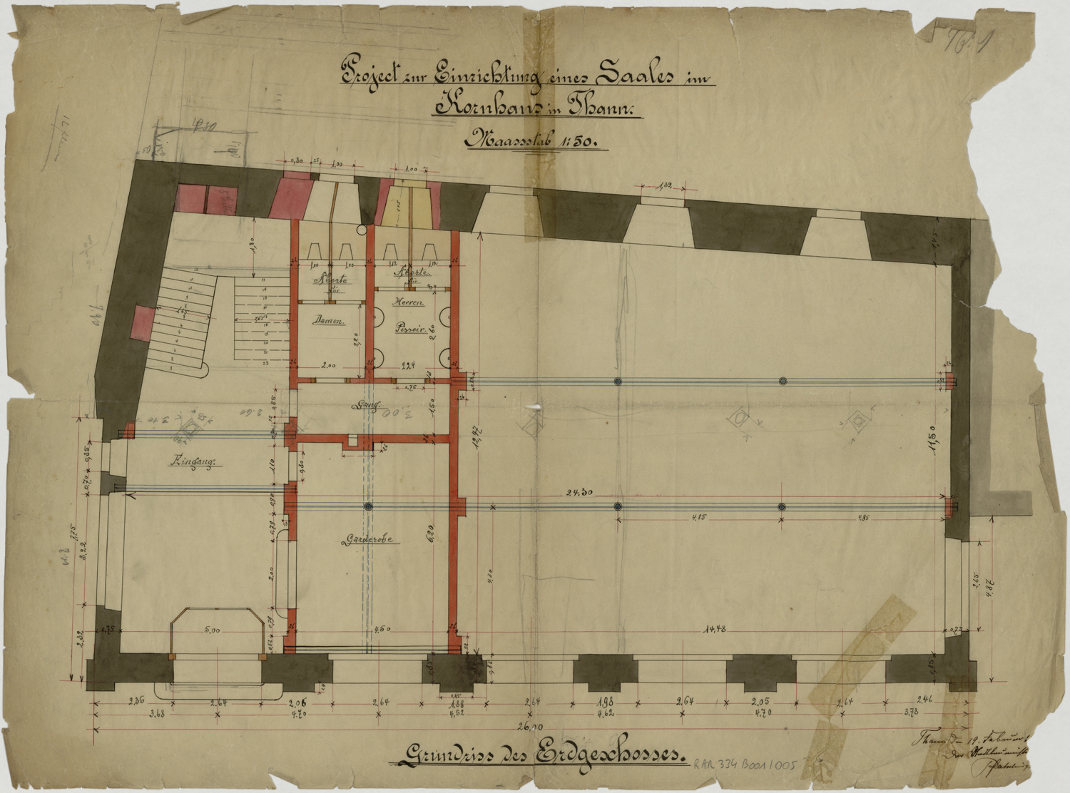 Projet d’aménagement d’une pièce, plan de masse du rez-de-chaussée.