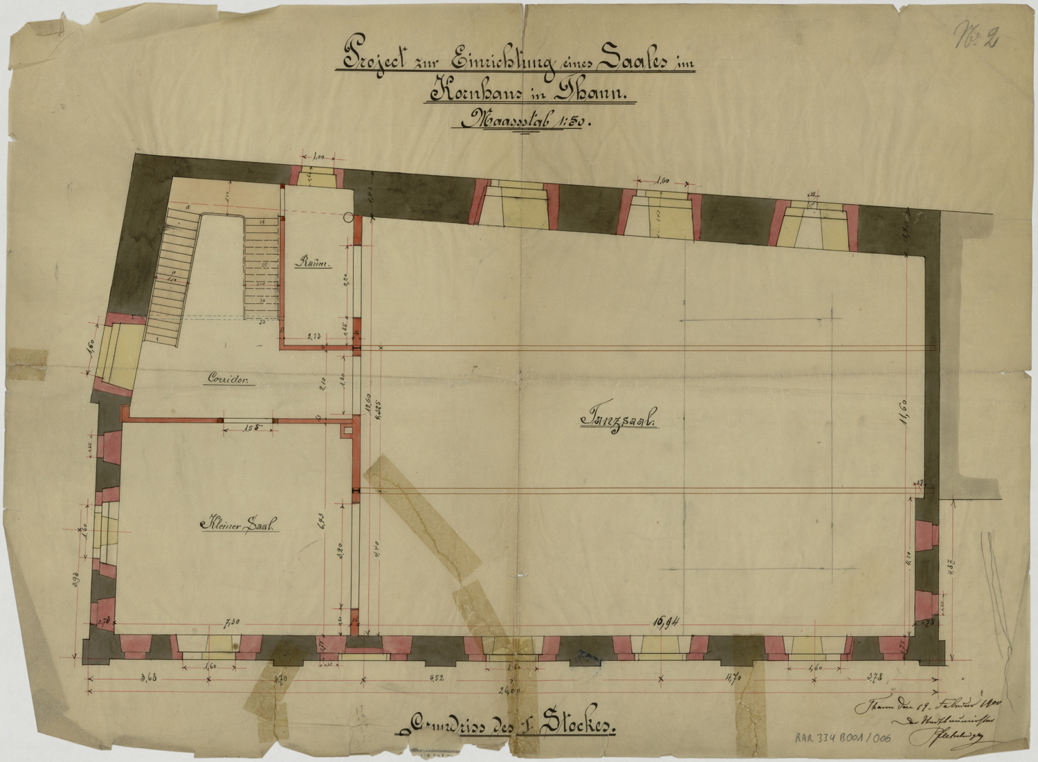 Projet d’aménagement d’une pièce, plan de masse du premier étage.