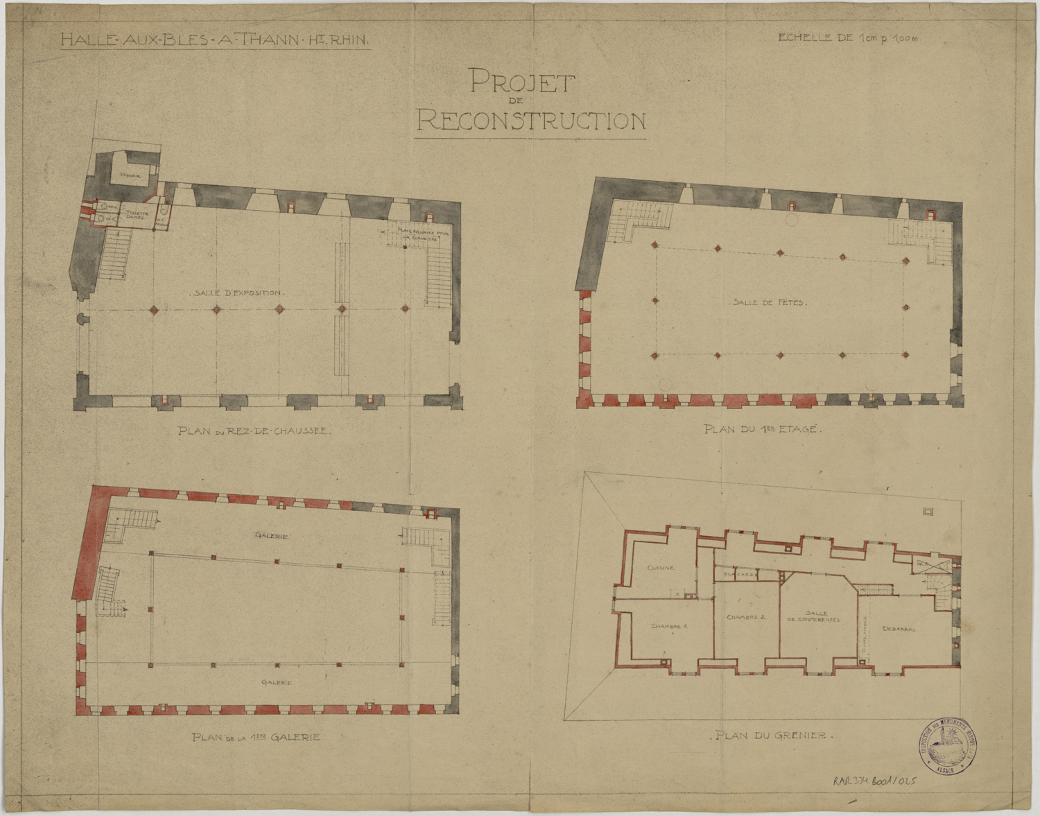 Projet de reconstruction, plans de masse par niveau.