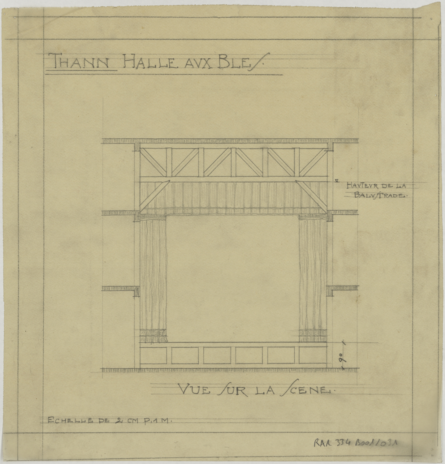 Projet d’aménagement, élévation d’une scène.