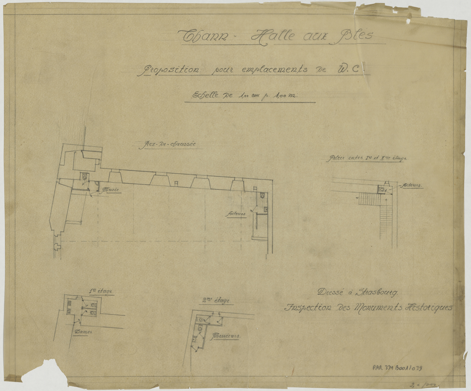 Projet d’installation de sanitaires, plans de localisation (variantes).