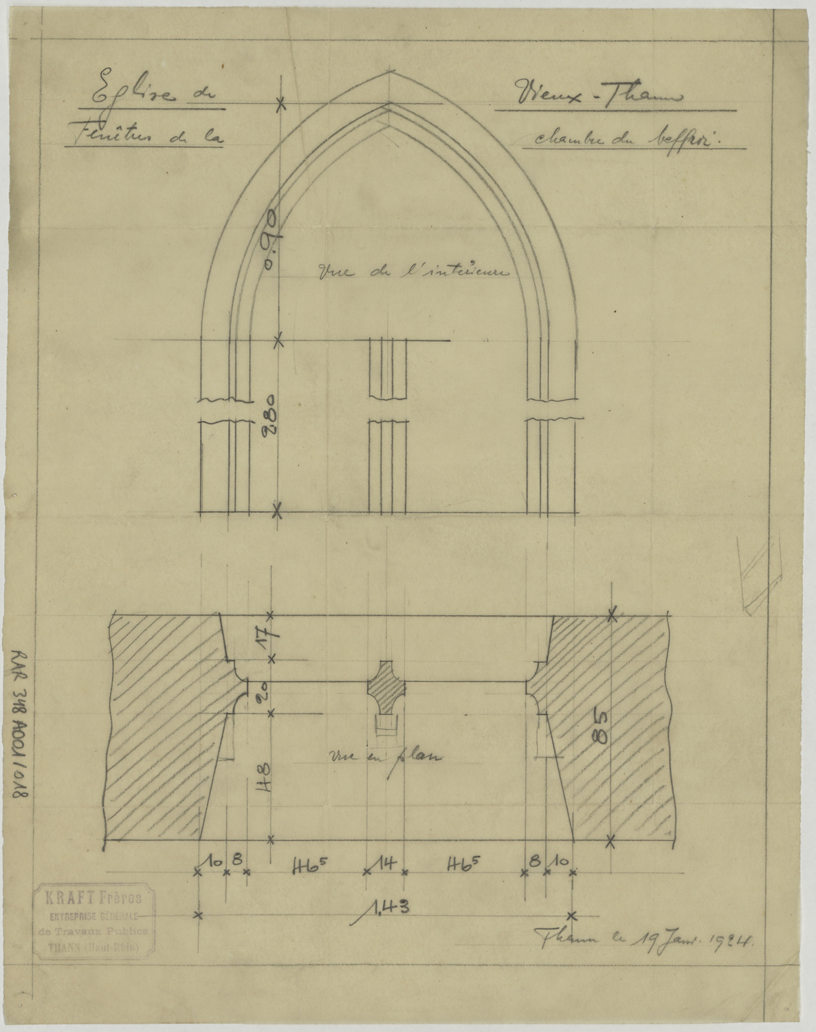 Projet de beffroi, plan et élévation de la chambre.
