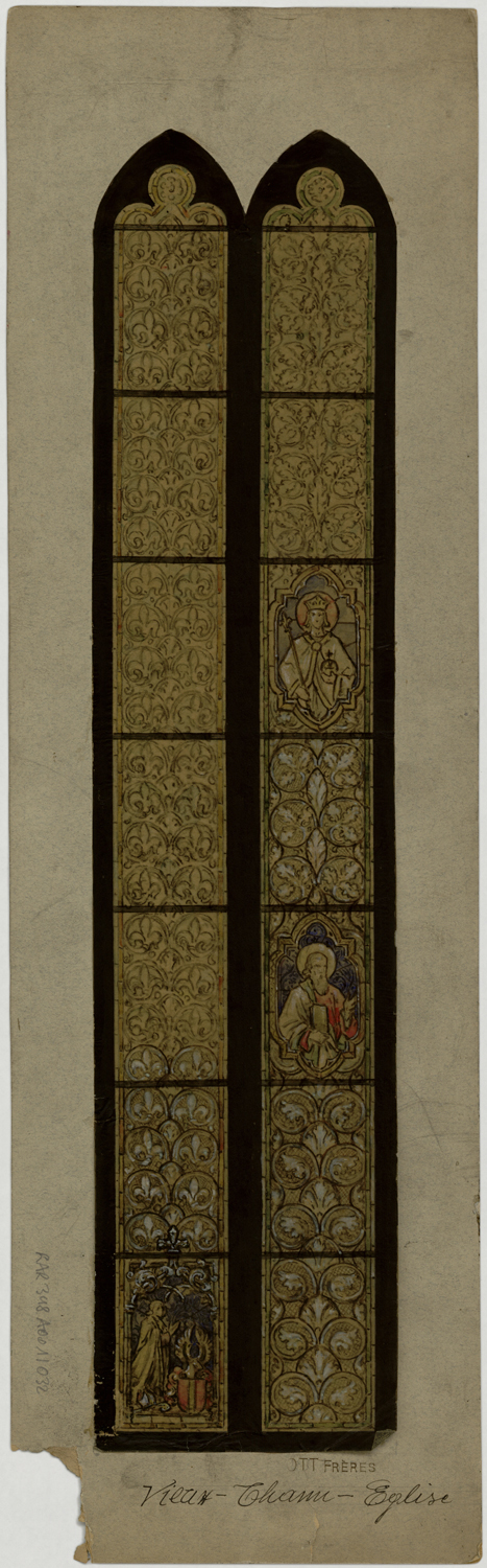 Projet de verrière à double lancettes pour le choeur.