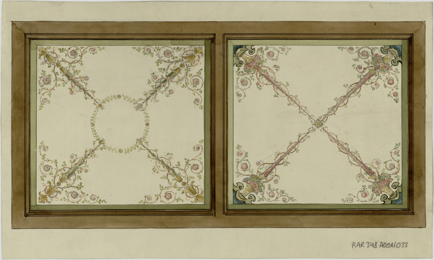Projet de décor peint pour le plafond de la nef.