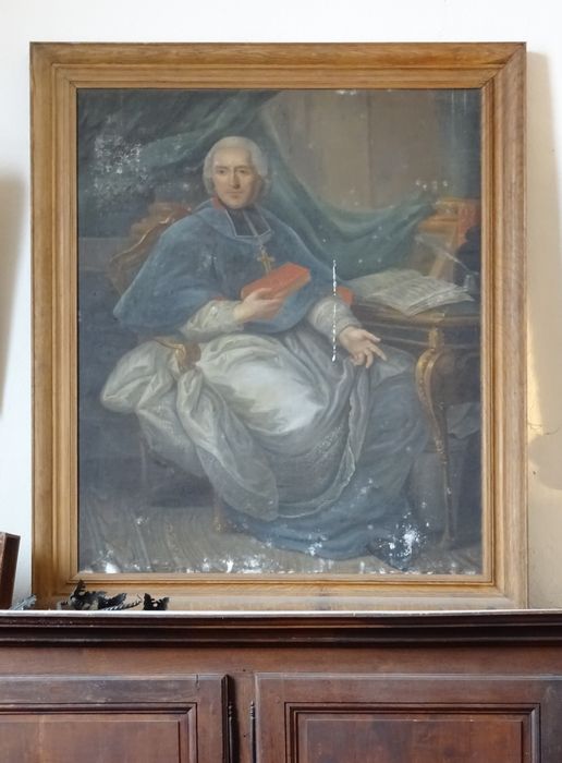tableau et son cadre : portrait de Monseigneur François-Gaspard de Jouffroy-Goussans, évêque du Mans