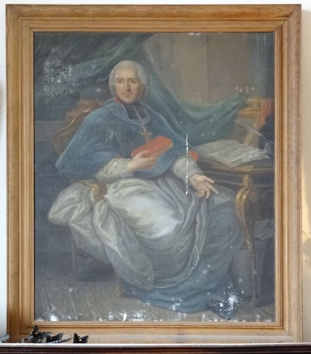 tableau et son cadre : portrait de Monseigneur François-Gaspard de Jouffroy-Goussans, évêque du Mans