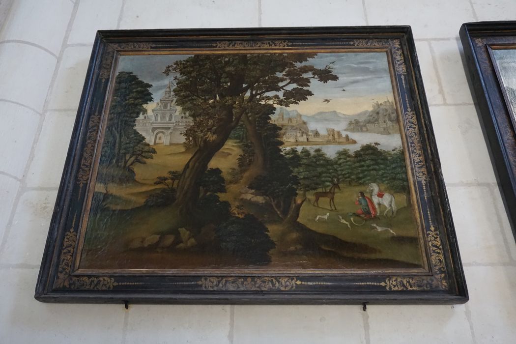 tableau, cadre : la Vision de saint Hubert - © Ministère de la Culture (France), Direction Régionale des Affaires Culturelles des Pays de la Loire – Tous droits réservés