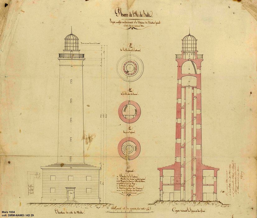 Phare de l'île de Batz : Plan du phare, 1834