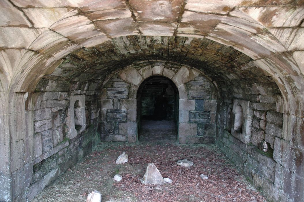 Jardin de Coat-Ilès : Intérieur du nymphée aménagé sous la terrasse du logis