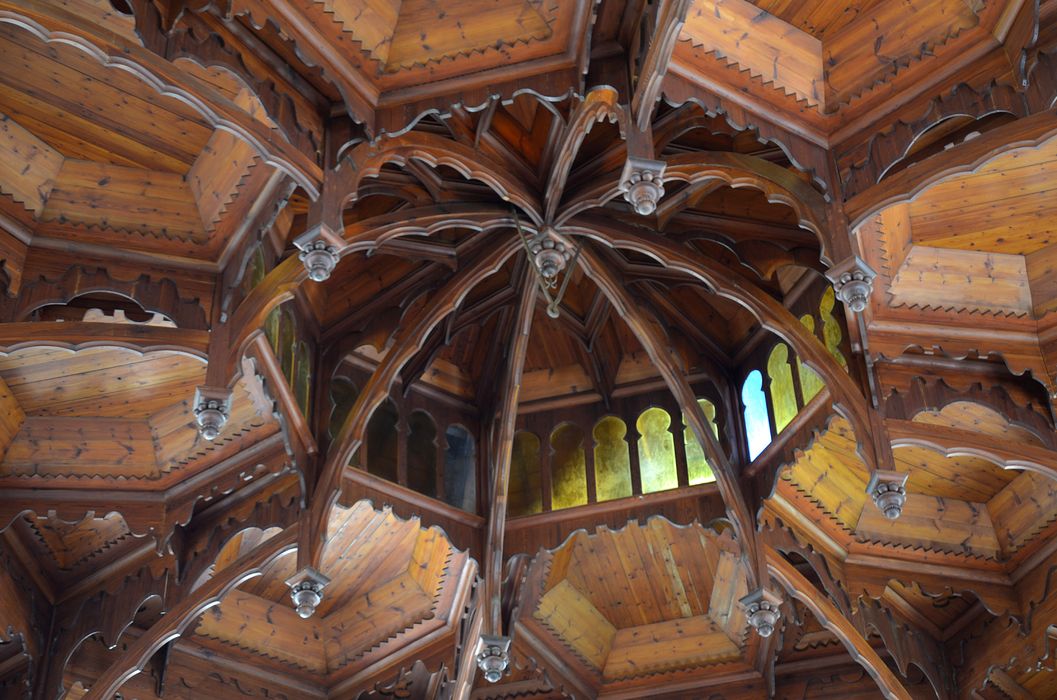 Eglise Saint-Méen et Sainte-Croix : Voûte en bois, détail