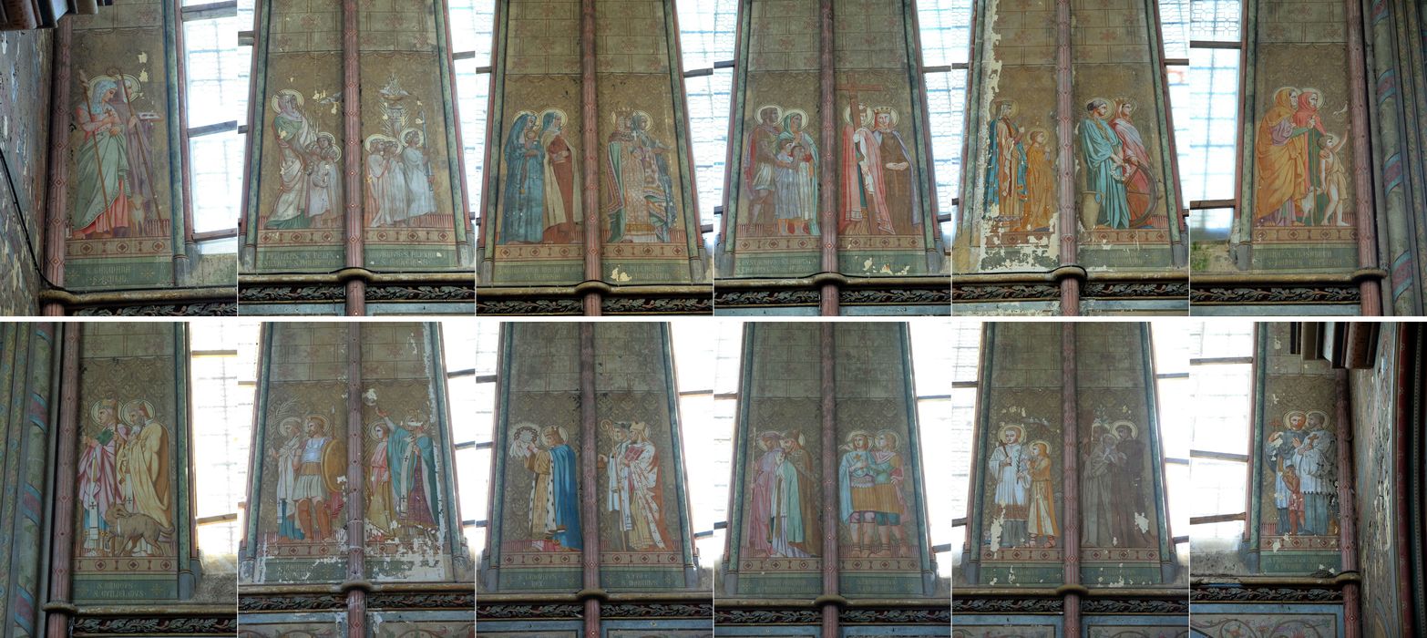 peintures monumentales : Frises des saints au nord et des saintes au sud