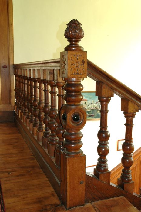 Château de la Ville Der : Escalier monumental, détail de la rampe