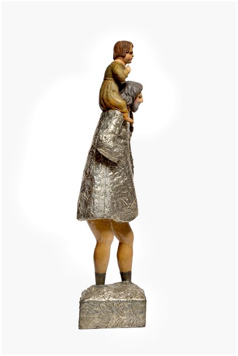 statue-reliquaire (statuette) : saint Christophe, profil droit