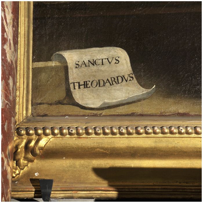 tableau d'autel : Saint Théodard, détail de l’inscription