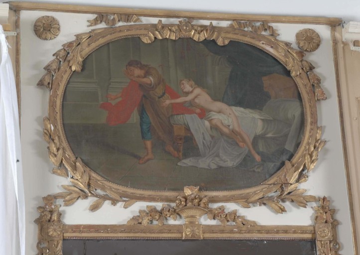 Trumeau de Joseph et la femme de Potiphar : détail de la peinture.