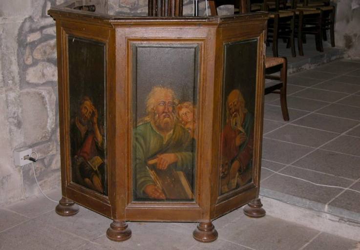 Vue des panneaux de saint Jean, saint Matthieu et saint Marc.